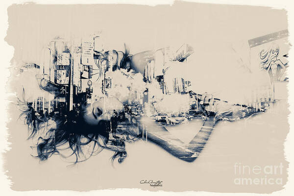 Monotone Poster featuring the digital art City Girl Dreaming by Chris Armytage