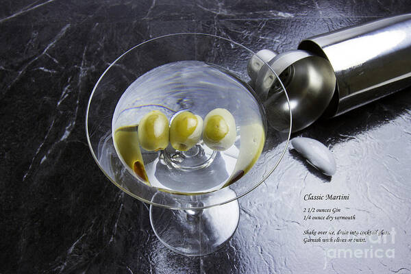 Martini Poster featuring the photograph Classic Martini with Recipe by Karen Foley
