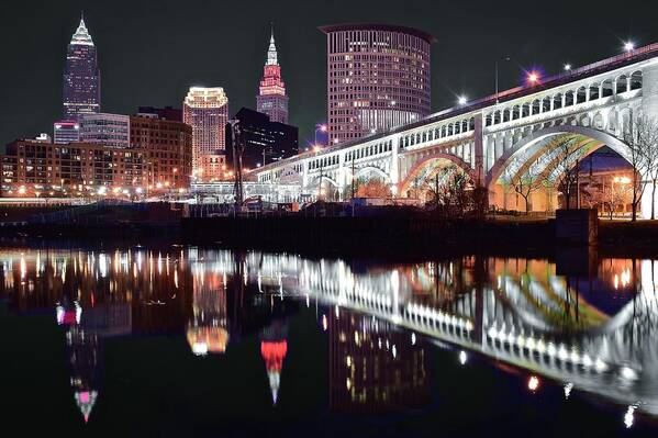 Cleveland Poster featuring the photograph CLE in Selective Color by Frozen in Time Fine Art Photography