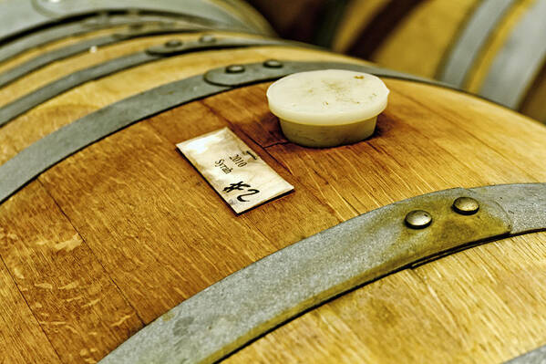 Colorado Vineyard Poster featuring the photograph Close Up of Red Wine Barrel by Teri Virbickis