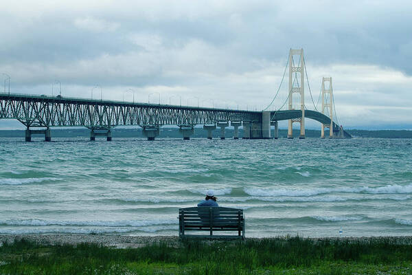 Mackinac Bridge Poster featuring the photograph Clouds over Mackinac Bridge by Rich S