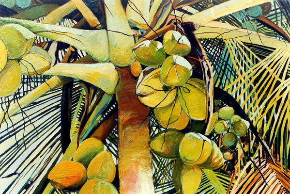 Palm Tree Poster featuring the painting Coconuts I by Glenford John