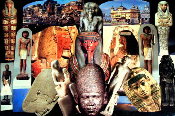 Collage Poster featuring the photograph Collage of Egyptian and Indian Artwork by Carmen Cordova
