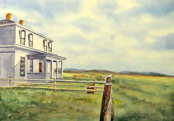 Watercolor Landscape Poster featuring the painting Colorado Ranch by Debbie Lewis