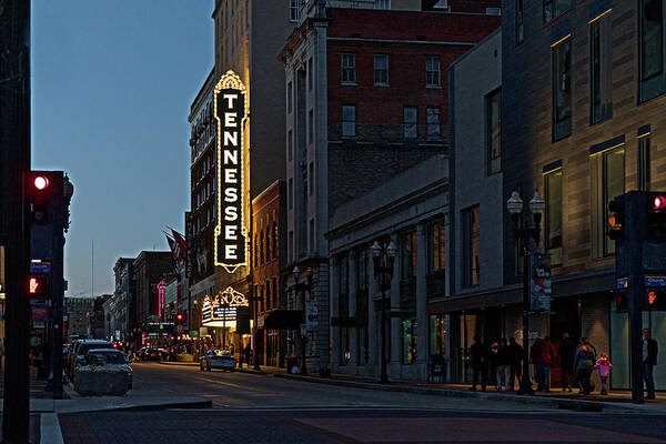 Knoxville Poster featuring the photograph Colorful Night on Gay Street by Sharon Popek