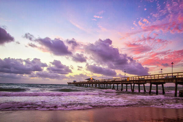 Pier Poster featuring the photograph Colorful Sunrise by Mike Burgquist
