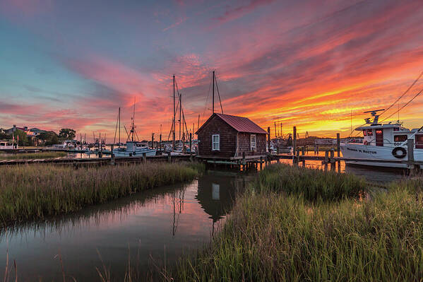 Shem Creek Poster featuring the photograph Colors of Shem Creek - Mt. Pleasant SC by Donnie Whitaker