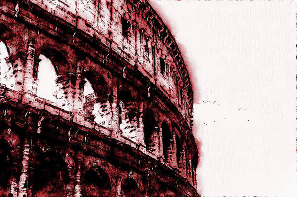 Rome Ancient Monument Poster featuring the digital art Colosseum, Rome - 10 by AM FineArtPrints