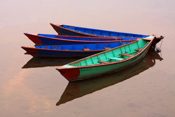 Himalayas Poster featuring the photograph Nepalese Fishing Boats by Aidan Moran