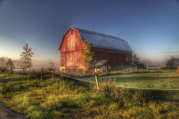 Barn Poster featuring the photograph 0009 - Columbiaville Red I by Sheryl L Sutter