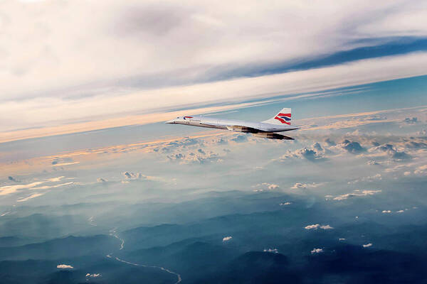 British Airways Poster featuring the digital art Concorde Horizons by Airpower Art