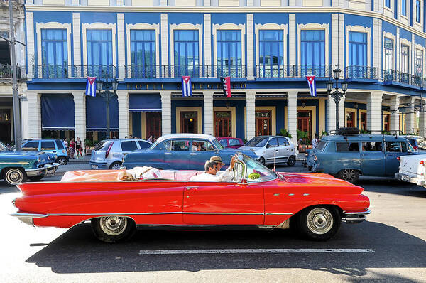 Caribbean Poster featuring the photograph Convertible with Long Tailfins by Joel Thai