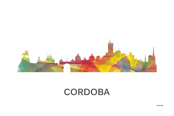 Cordoba Argentina Skyline Poster featuring the digital art Cordoba Argentina Skyline by Marlene Watson