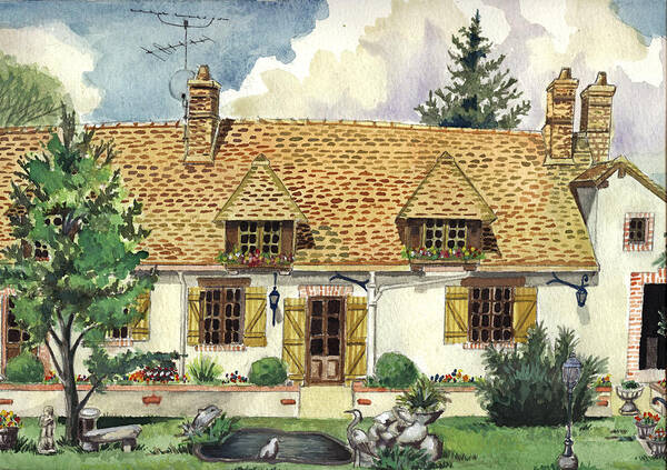 House Poster featuring the painting Countryside House In France by Alban Dizdari