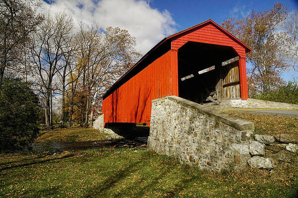 Covered Bridge Poster featuring the photograph Covered Bridge at Poole Forge by William Jobes