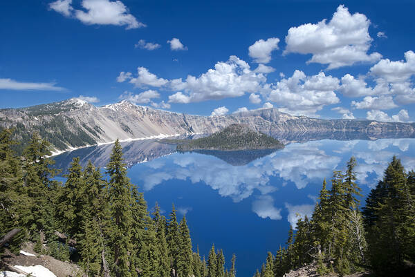 Loree Johnson Poster featuring the photograph Crater Lake Reflections by Loree Johnson