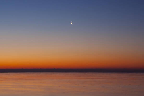 Crescent Moon Poster featuring the photograph Crescent Moon Dawn closer by Sven Brogren