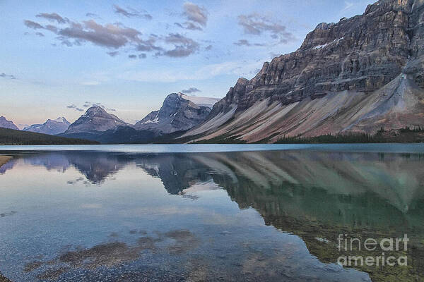 Bow Lake Poster featuring the photograph Crowfoot Mountain and Bow Lake by Teresa Zieba