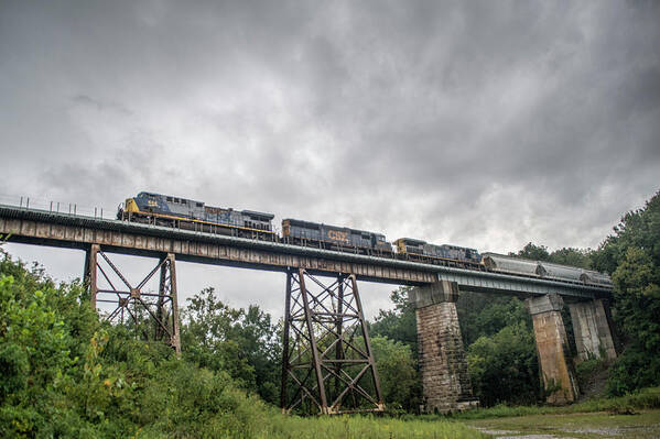 Railroad Tracks Poster featuring the photograph CSX Q515-10 at Sulfur Creek by Jim Pearson