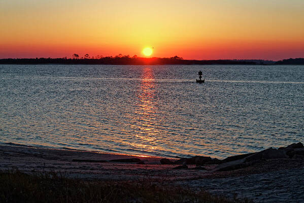 Sunset Over Cumberland Sound Poster featuring the photograph Cumberland Sound Sunset by Sally Weigand