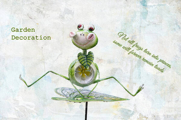 Frog Poster featuring the mixed media Cute Garden Decoration by Eva Lechner