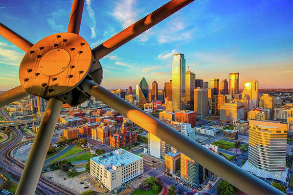 America Poster featuring the photograph Dallas Texas Skyline at Sunset by Gregory Ballos