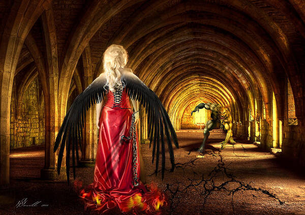Room Poster featuring the digital art Dark Angel by Svetlana Sewell