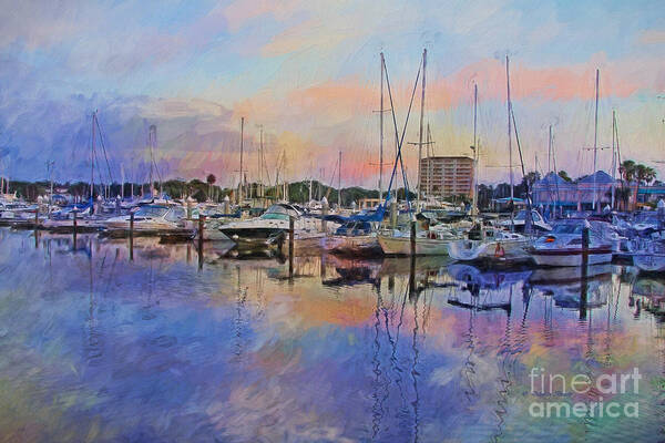Boats Poster featuring the painting Daytona Boat Docks by Deborah Benoit