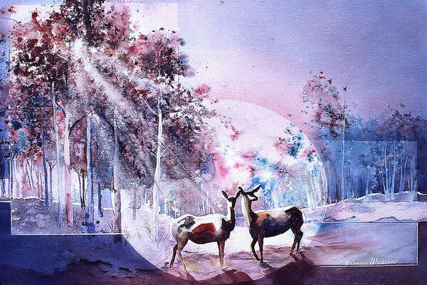  Poster featuring the painting Deer Enchantment by Connie Williams