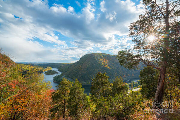 Mount Tammany Poster featuring the photograph Delaware Water Gap in Autumn by Michael Ver Sprill