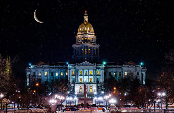 Denver Poster featuring the photograph Denver Capital Nights by Darren White