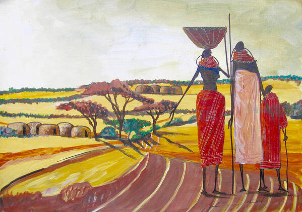 True African Art Poster featuring the painting We are Home by Martin Bulinya