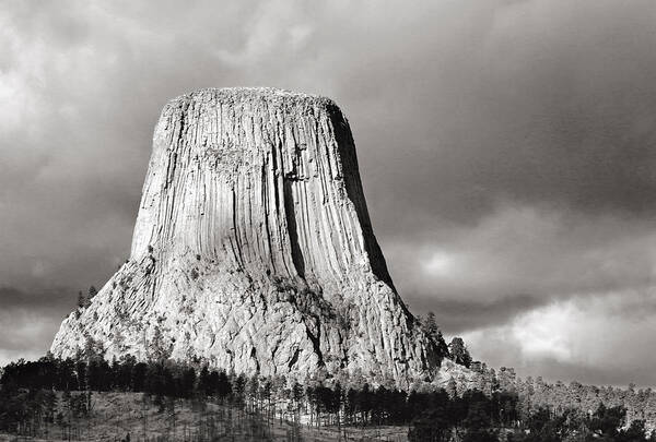 Devil Poster featuring the photograph Devil's Tower Black and White by Nicholas Blackwell