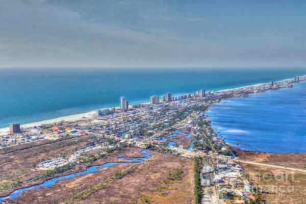 Gulf Shores Poster featuring the photograph Distant Aerial View of Gulf Shores by Gulf Coast Aerials -