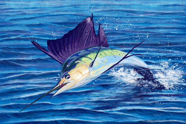 Sailfish Poster featuring the digital art Ditch Effort by Kevin Putman