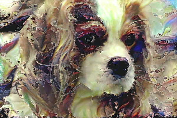 Cavalier King Charles Spaniel Poster featuring the mixed media Dixie the King Charles Spaniel by Peggy Collins