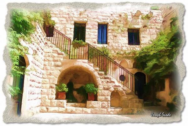 Old Poster featuring the photograph DO-00374 Old Building in Deir El-Kamar by Digital Oil