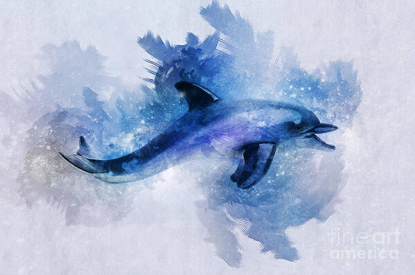 Dolphin Poster featuring the digital art Dolphins Freedom by Ian Mitchell
