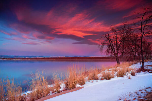 Cherry Creek State Park Poster featuring the photograph Doomsday Sunrise by John De Bord