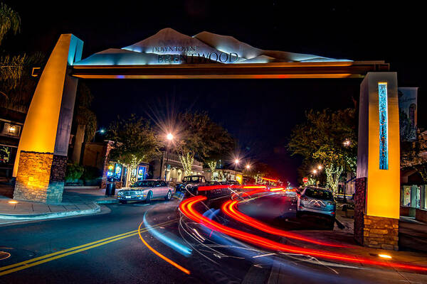 Brentwood Poster featuring the photograph Downtown Lights by Robin Mayoff