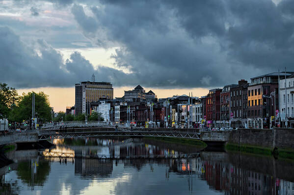 Dublin Sky At Sunset Poster featuring the photograph Dublin Sky at Sunset by Sharon Popek