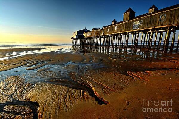 Old Orchard Beach Pier Poster featuring the photograph Early Morning at the Pier by Steve Brown