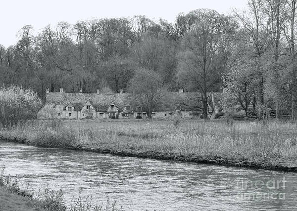 Arlington Row Poster featuring the photograph Early Spring in England Black and White by Jasna Buncic