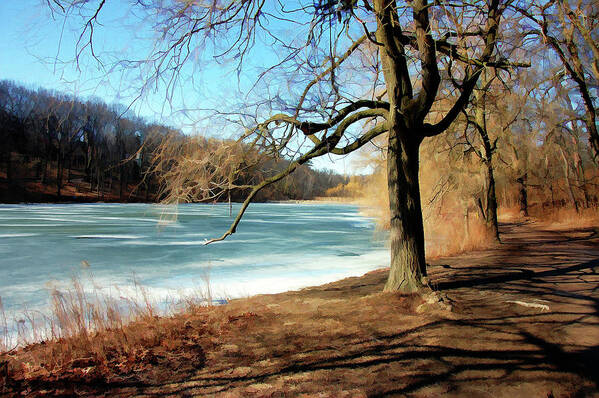 Parks Poster featuring the painting Early Spring in the Park Grenadier Pond. Toronto by Elaine Manley