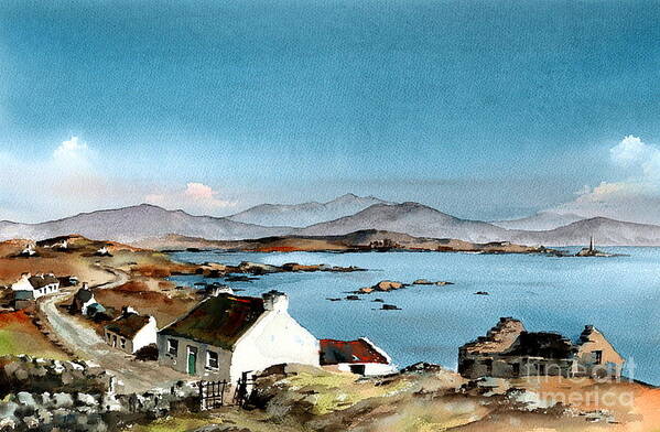 Wild Atlantic Way Galway Poster featuring the painting East end, Inishboffin, Galway by Val Byrne