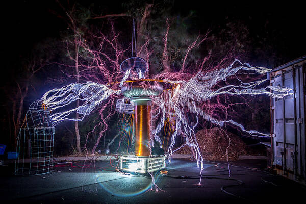 Tesla Coil Poster featuring the photograph Electric Spider by Robert Caddy