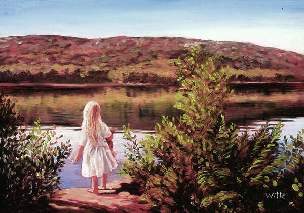 Groton Lake Poster featuring the painting Elizabeth at Groton Lake by Marie Witte