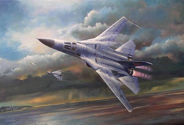 Aviation Art Poster featuring the painting 'End of an Era' F111 Qld final flight by Colin Parker