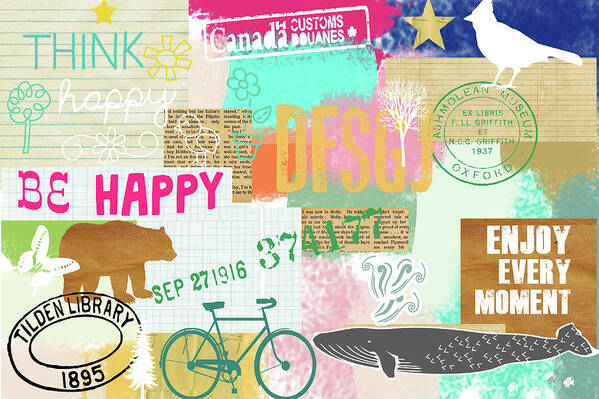 Enjoy Every Moment Poster featuring the mixed media Enjoy every moment collage by Claudia Schoen