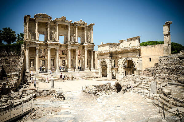 Turkey Poster featuring the photograph Ephesus Library on Sunny Day by Anthony Doudt